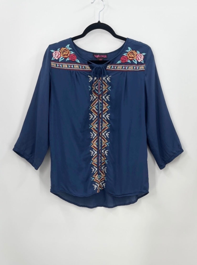 Rock & Roll Cowgirl Embroidered Blouse