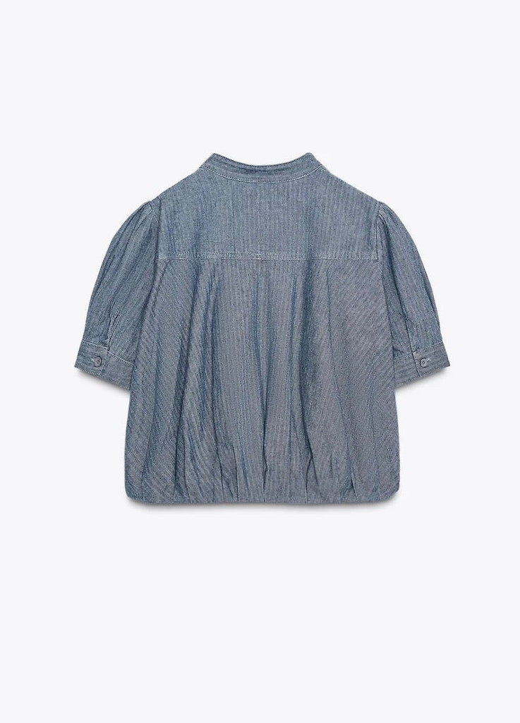 ZARA ZW COLLECTION Pleated Denim Shirt