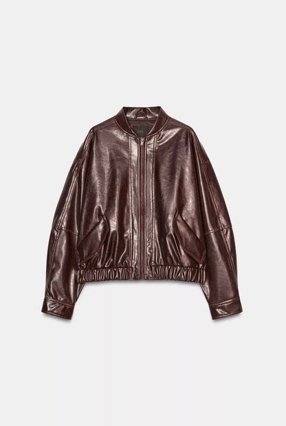 ZARA Faux Leather Bomber Jacket