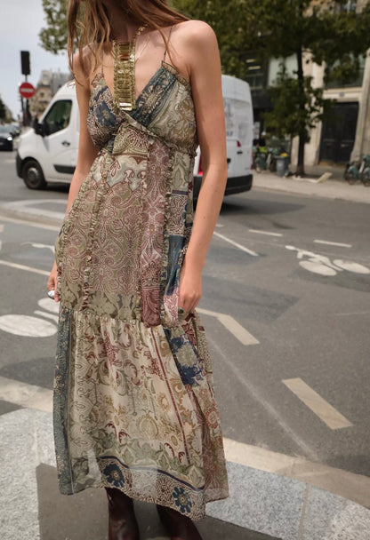 ZARA Patchwork Print Midi Dress