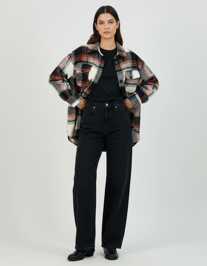 PAPA VANCOUVER Plaid Oversized Long Shacket