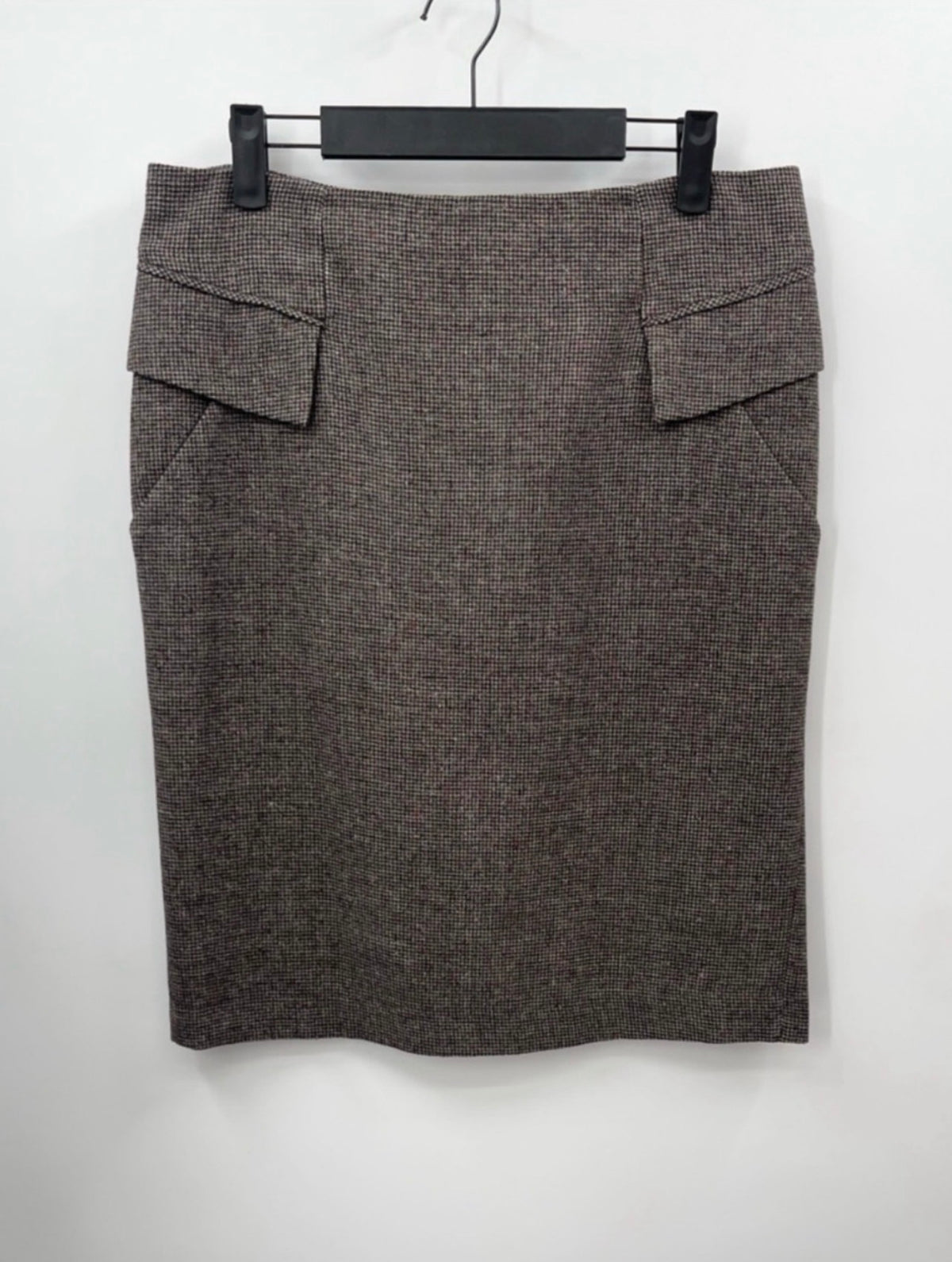 Vintage Archival ARMANI JEANS Wool Pencil Skirt - Brown Tweed Flap Pocket