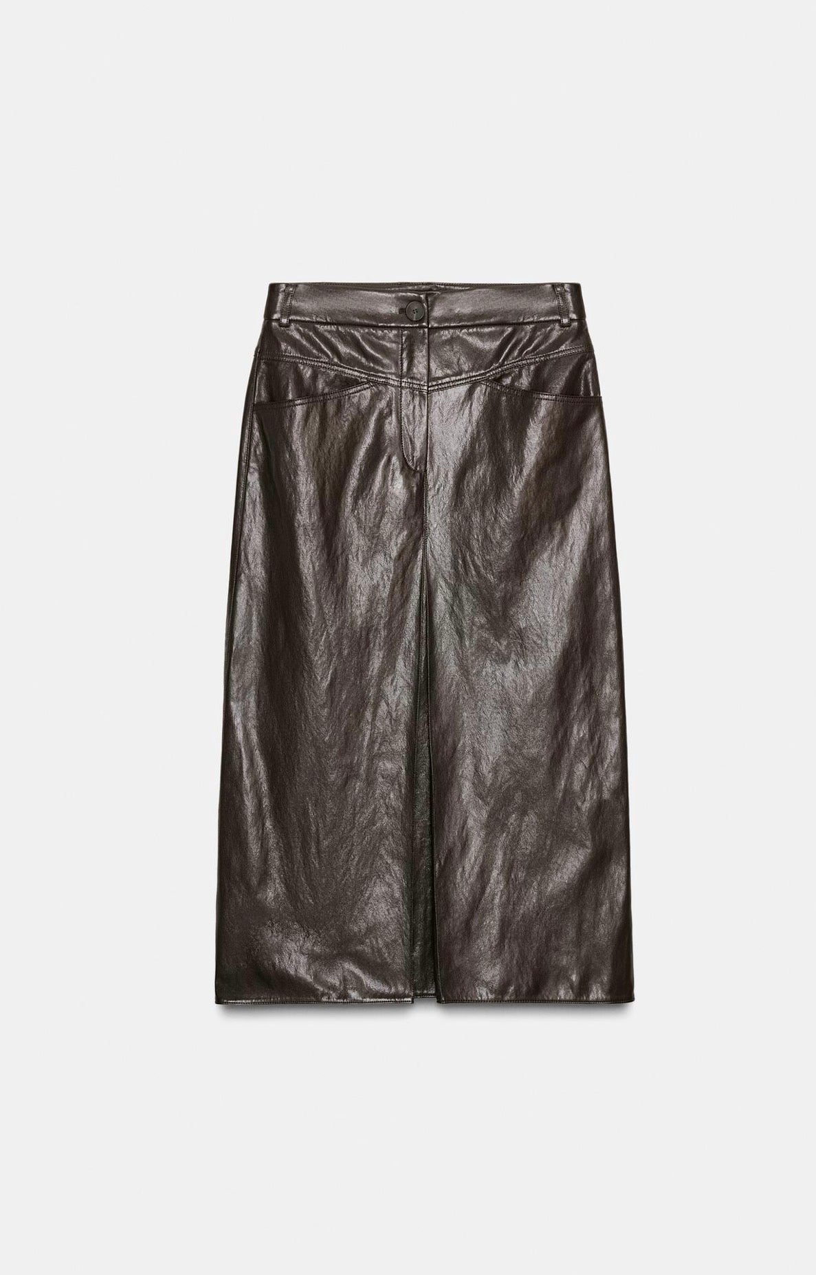 ZARA ZW COLLECTION Faux Leather Pleated Skirt