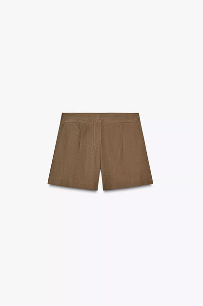ZARA Linen Pleated Shorts