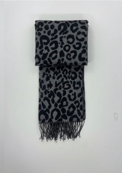 VERO MODA Hannah Animal-Print Fringed Scarf