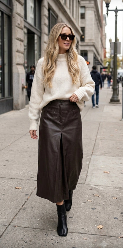 ZARA ZW COLLECTION Faux Leather Pleated Skirt