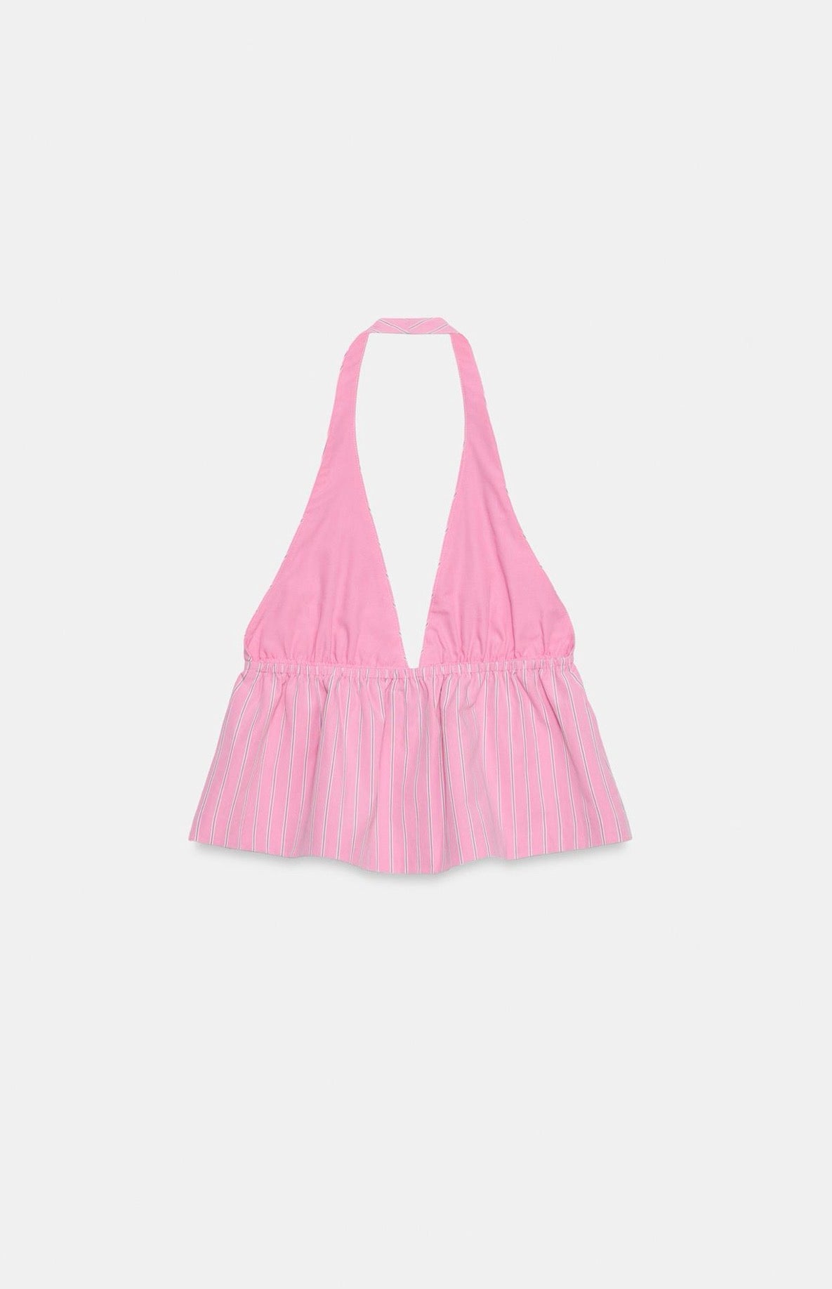 ZARA Striped Poplin Halter Top
