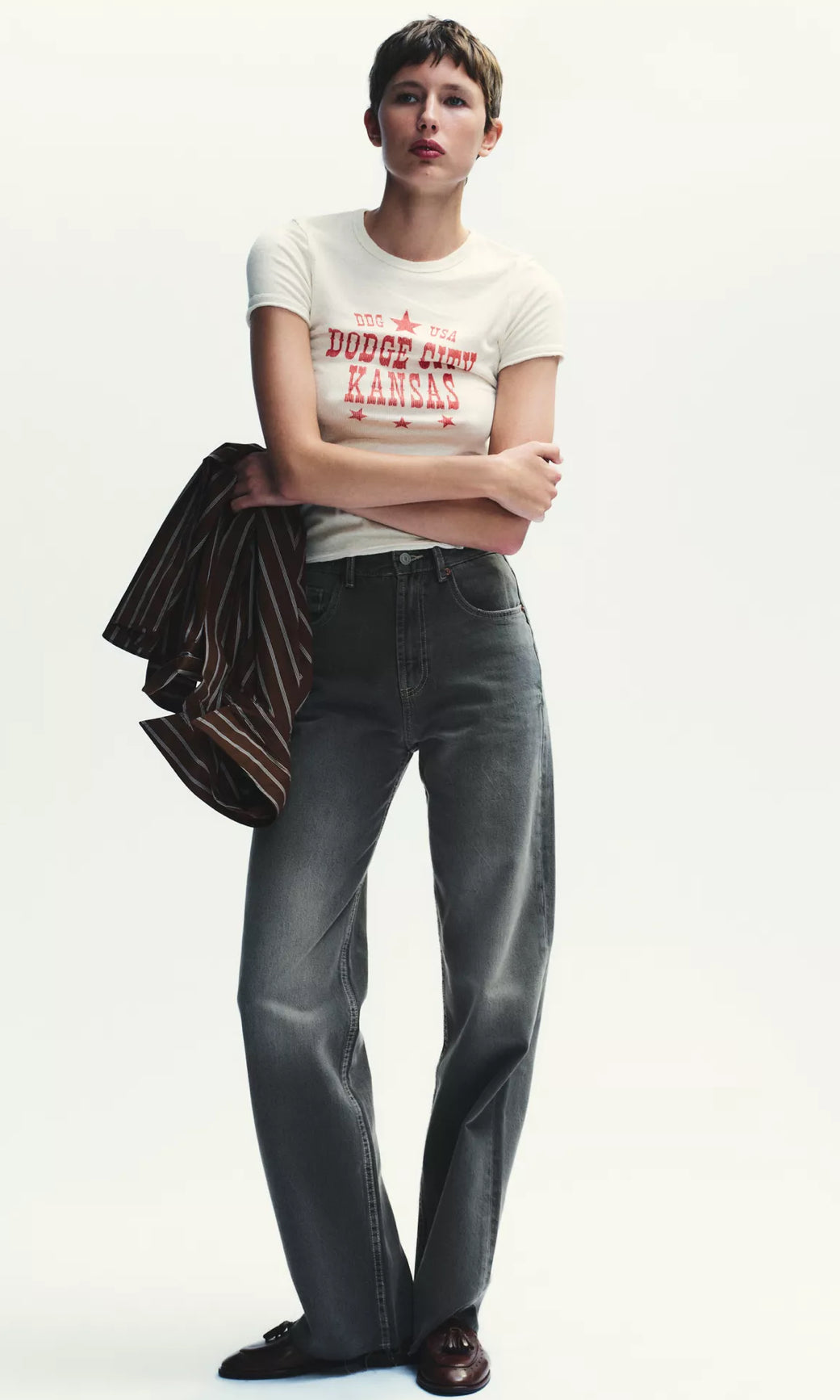 ZARA TRF High Waist Wide Leg Full Length Jeans