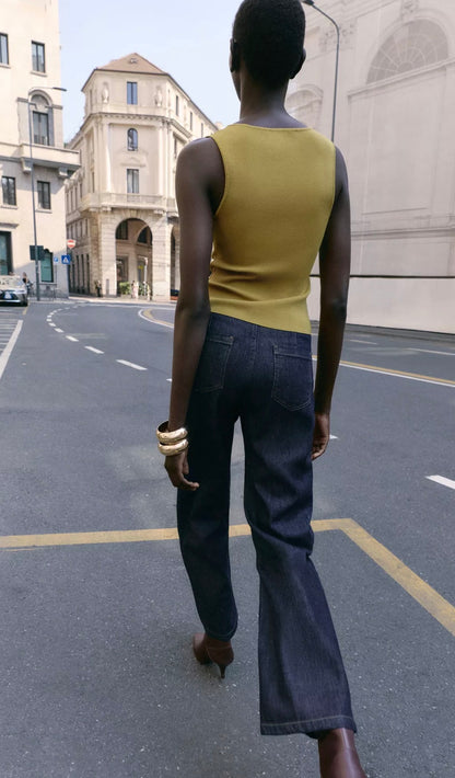 ZARA Metallic Detail Knit Top