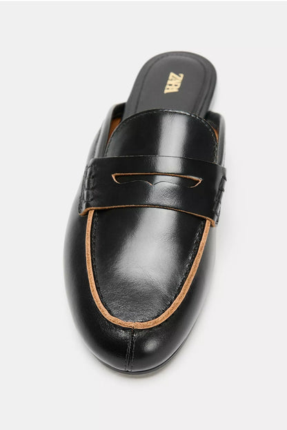 ZARA Leather Slingback Loafers