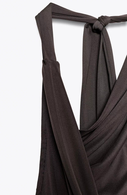 ZARA Flowy Neck Pleated Dress