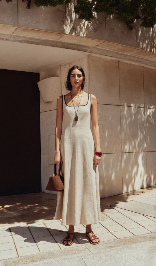 ZARA Contrast Trim Midi Dress