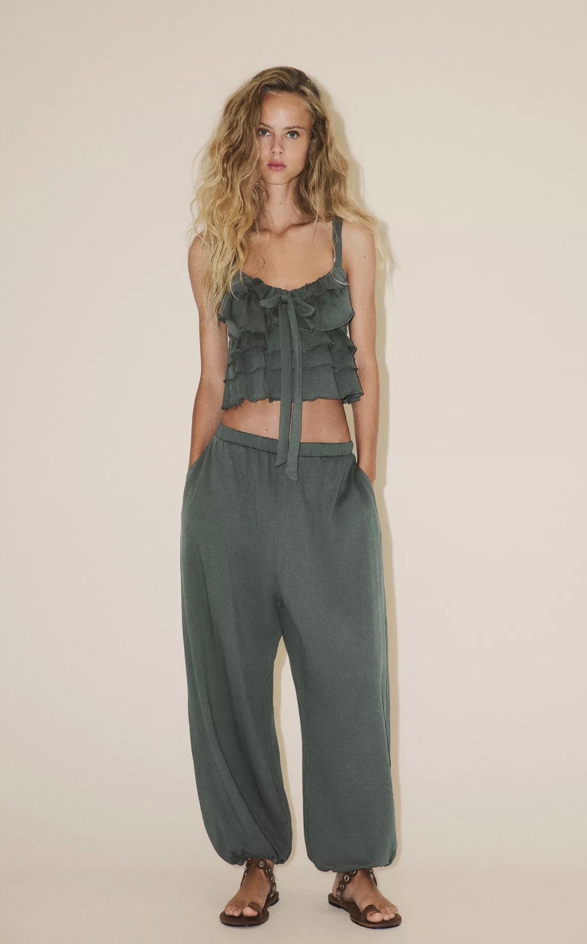 ZARA Ruffled Bow Top