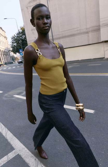 ZARA Metallic Detail Knit Top