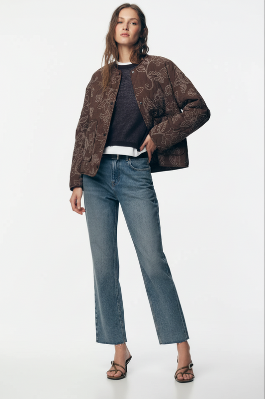 ZARA Rubberized Embroidery Puffer Jacket