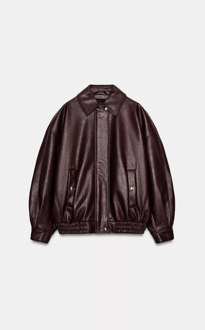 ZARA Faux Leather Bomber Jacket