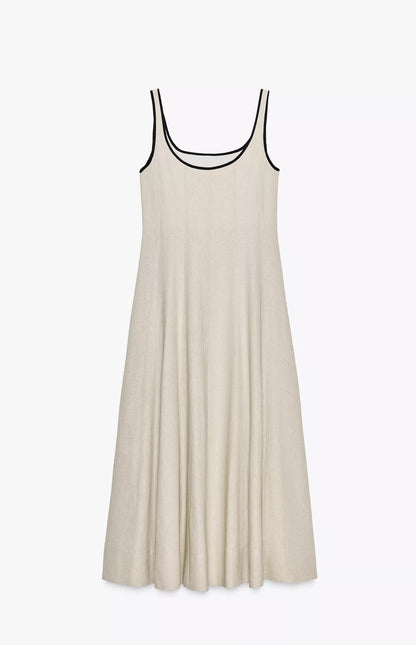 ZARA Contrast Trim Midi Dress