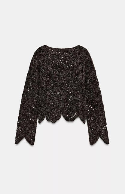 ZARA Crochet Long Sleeve Sweater
