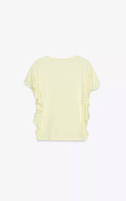 ZARA Ruffled Sleeve T-Shirt