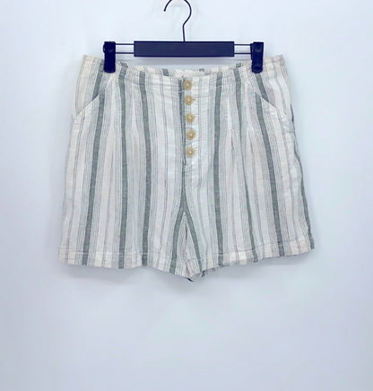 ANTHROPOLOGIE Striped Linen Blend High Rise Beachgoer Shorts