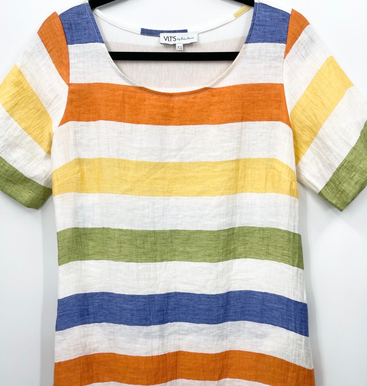 VLTS BY VALENTINA'S Striped Linen Shift Dress