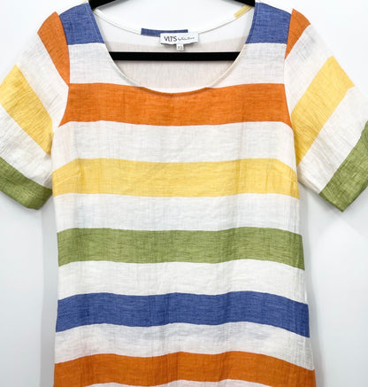 VLTS BY VALENTINA'S Striped Linen Shift Dress