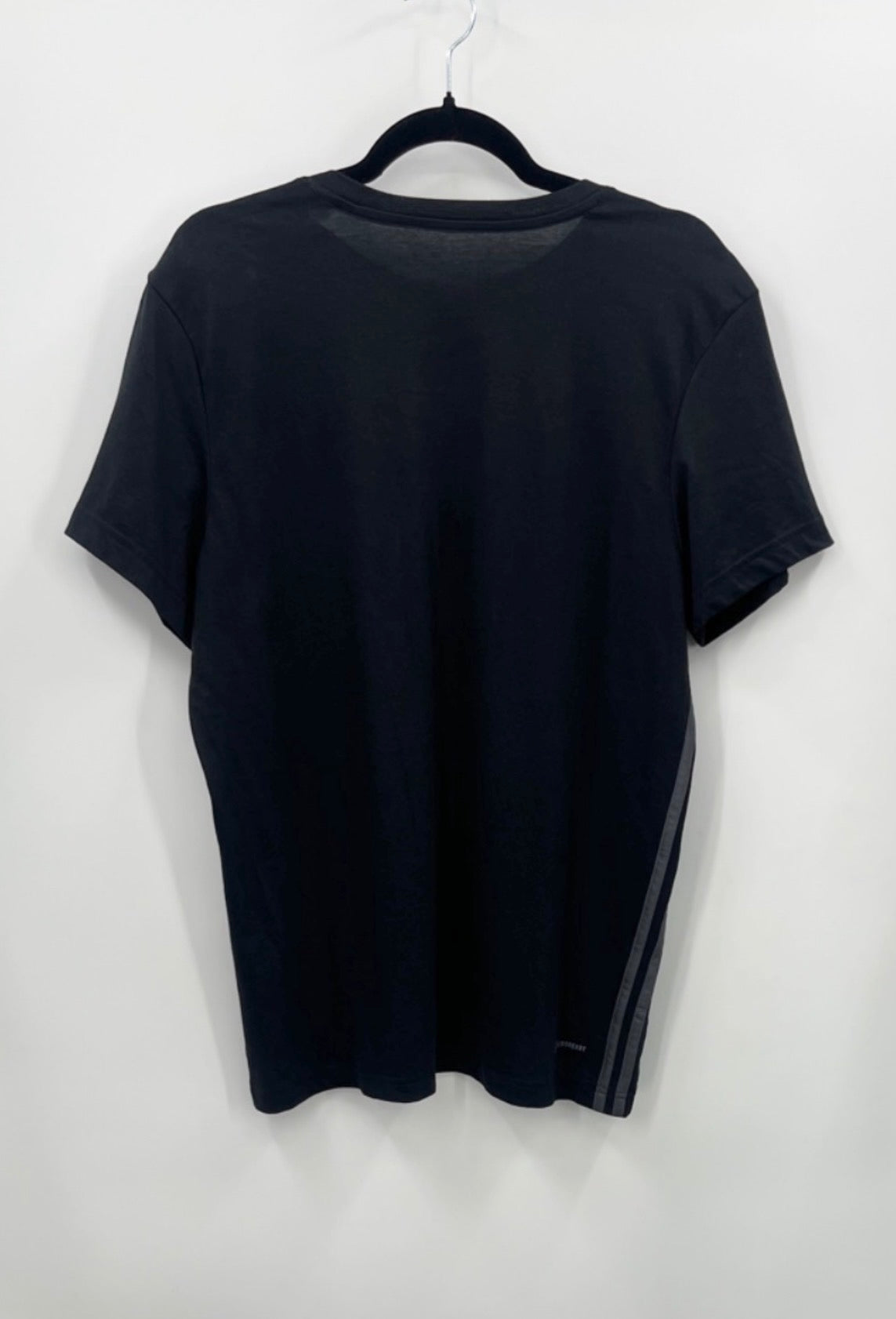 ADIDAS Black Tee with Gray Side Three Stripe