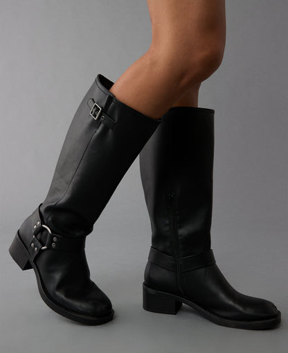 AE Vegan Leather Tall Moto Boot