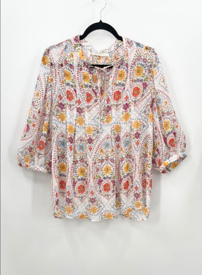 DANIEL RAINN Floral Sheer Blouse