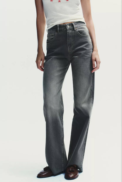 ZARA TRF High Waist Wide Leg Full Length Jeans