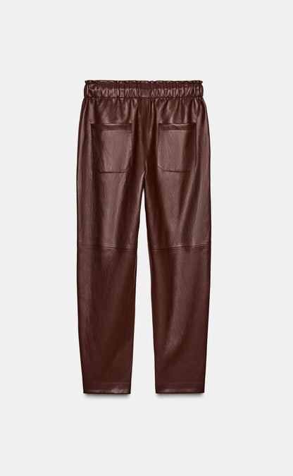 ZARA Faux Leather Elastic Waist Pants