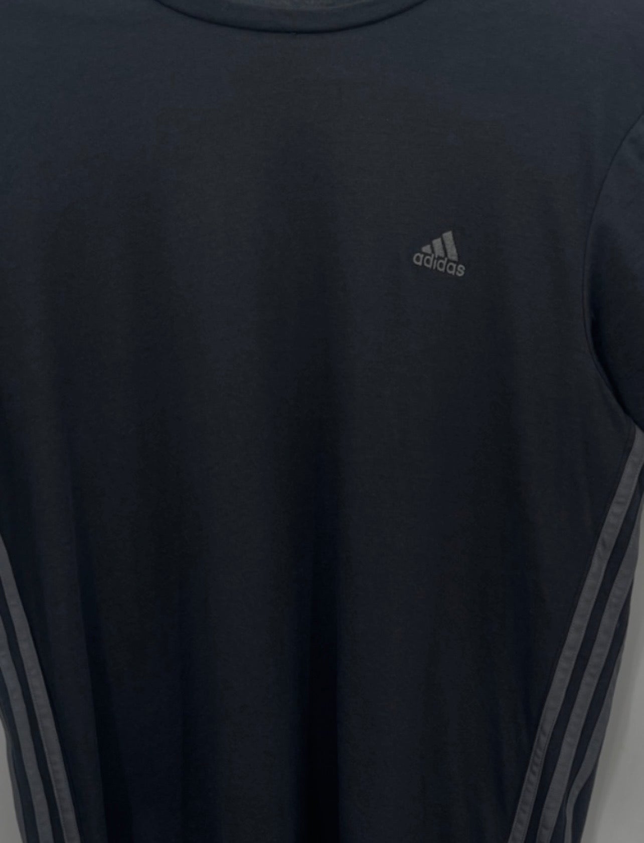 ADIDAS Black Tee with Gray Side Three Stripe