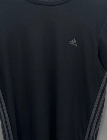 ADIDAS Black Tee with Gray Side Three Stripe