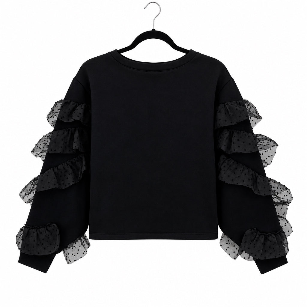 ZARA Dotted Mesh Ruffled
Sweatshirt