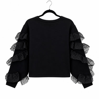 ZARA Dotted Mesh Ruffled
Sweatshirt