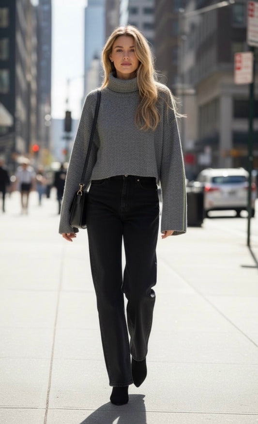TOPSHOP Oversized Turtleneck Cropped Sweater