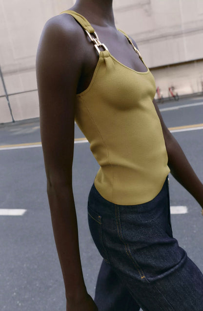 ZARA Metallic Detail Knit Top