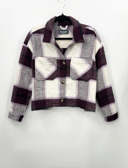 TATTOO Plaid Oversized Cropped Shacket
