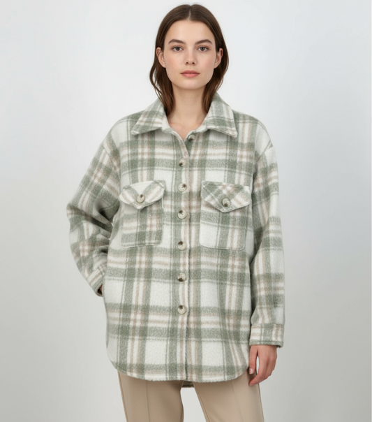 DAVI & DANI Plaid Oversized Shacket