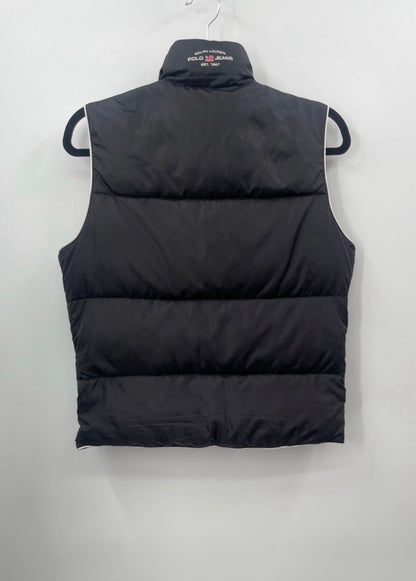 Vintage POLO JEANS CO Ralph Lauren Black Puffer Vest with White Piping