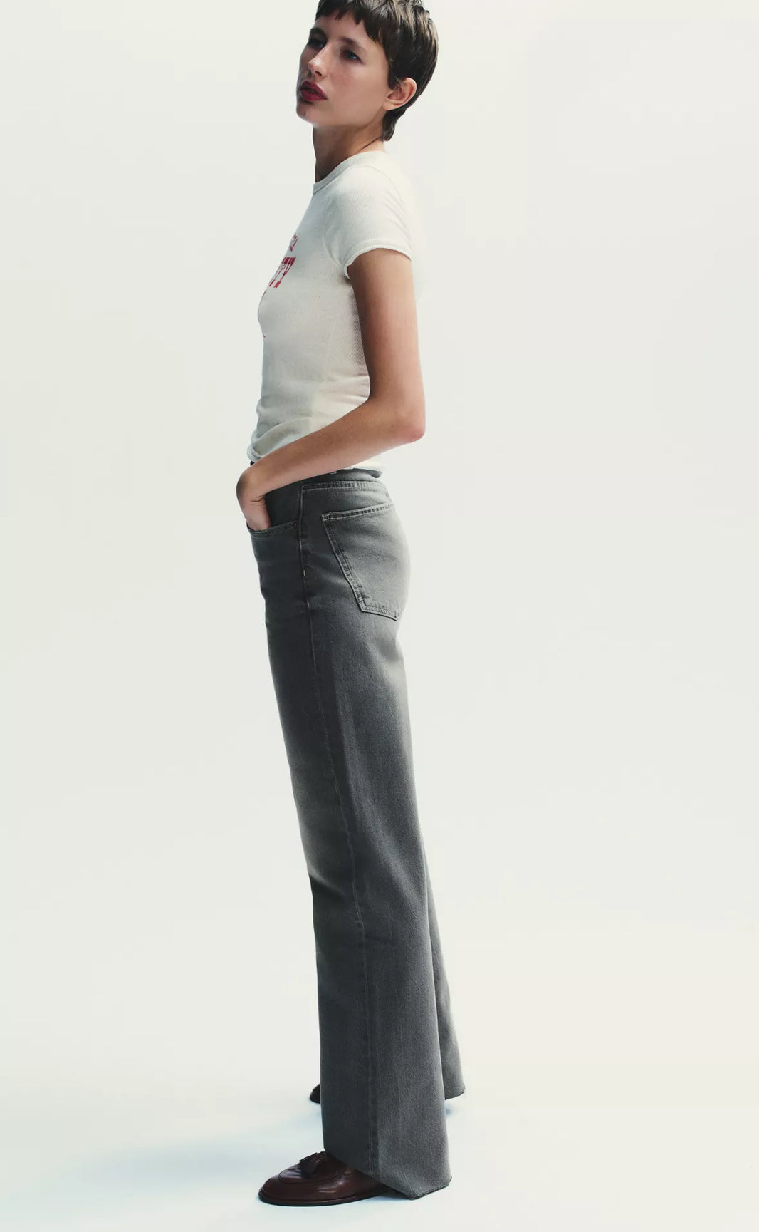 ZARA TRF High Waist Wide Leg Full Length Jeans