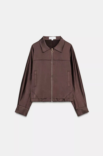 ZARA Satin Zip-Up Jacket