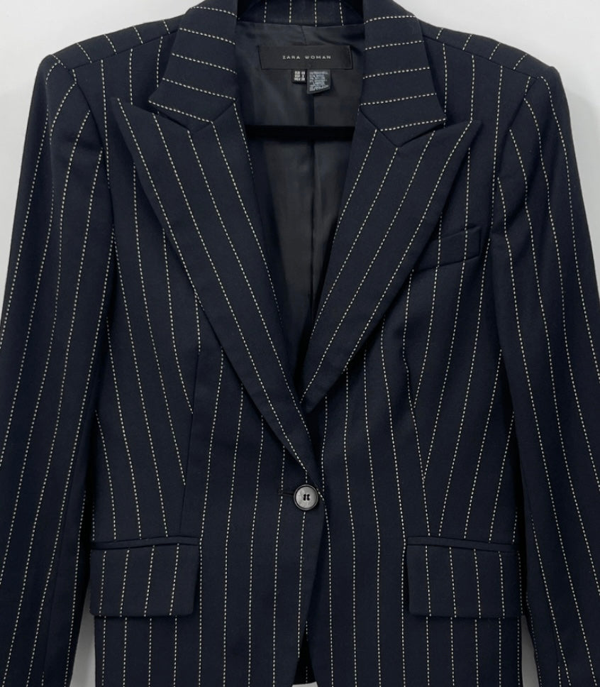 ZARA Pinstripe Wool Blend Blazer