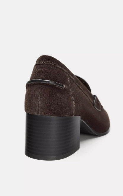 ZARA Split Suede Heel Loafers