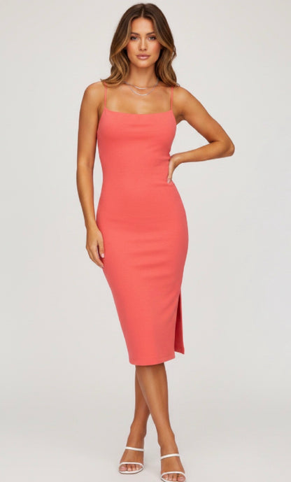 Aritzia BABATON Julius Coral Backless Bodycon
Midi Dress