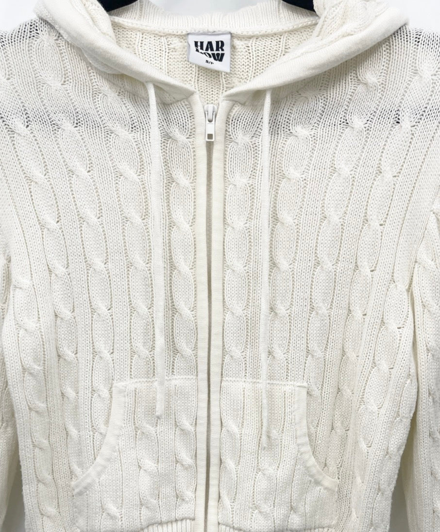HARLOW Maude Cable-Knit Zip Up Sweater