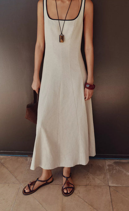 ZARA Contrast Trim Midi Dress
