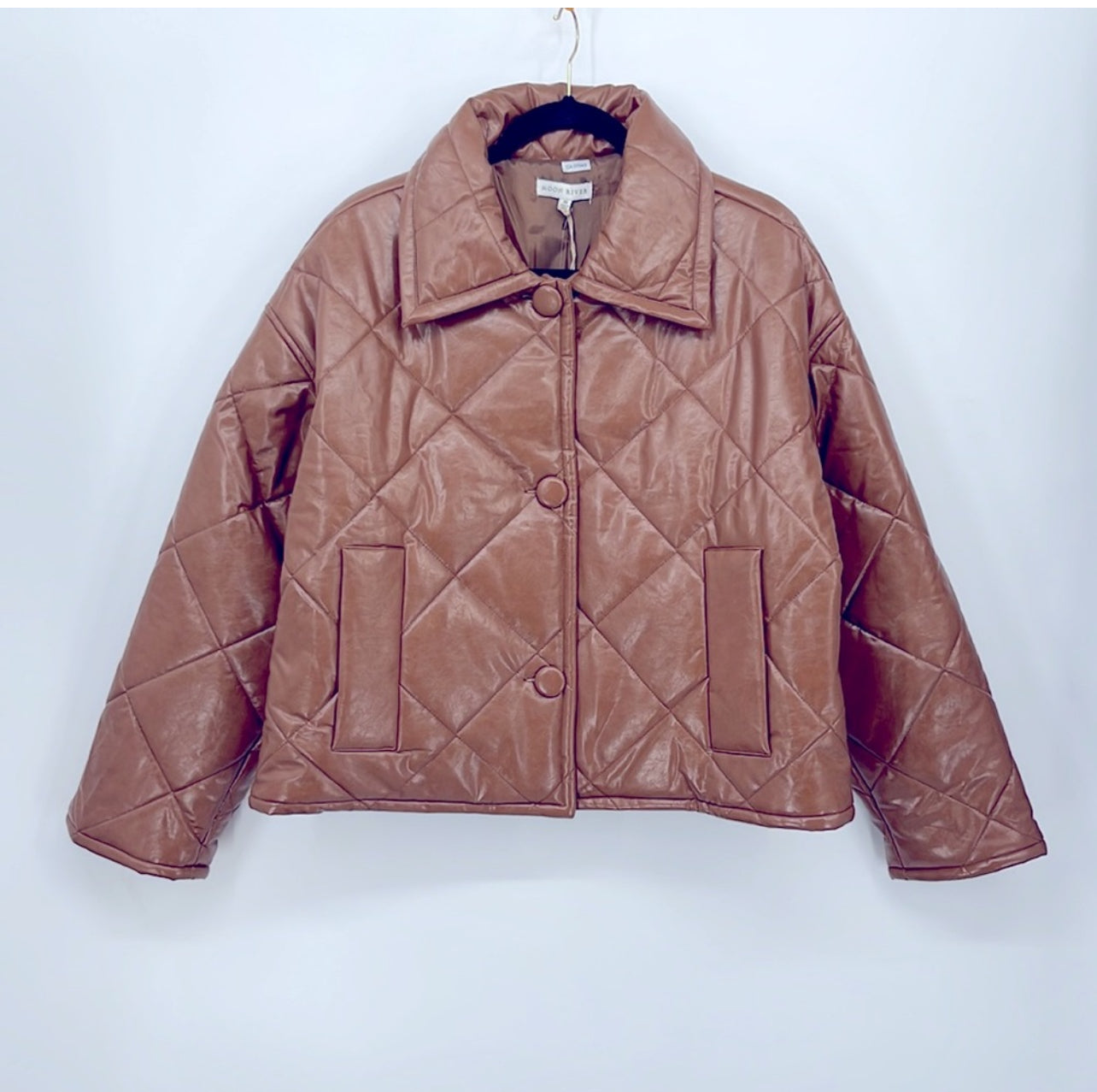 Moon River Quilted Faux Leather Jacket