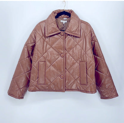 Moon River Quilted Faux Leather Jacket
