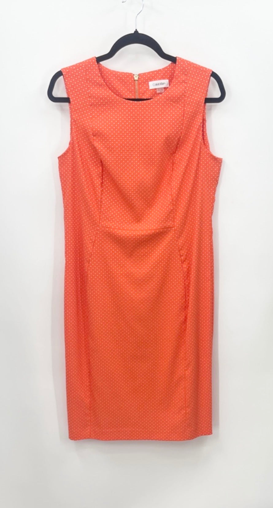 CALVIN KLEIN Sleeveless Polka Dot Sheath Dress